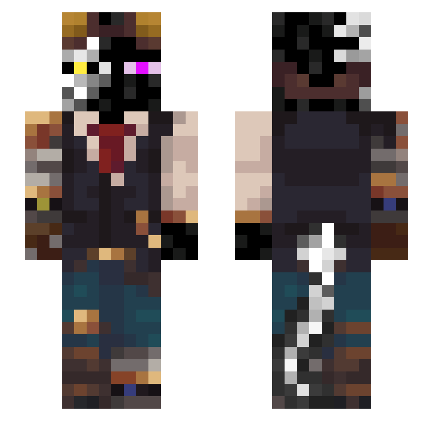 GhostHasError Minecraft skin, front and back view