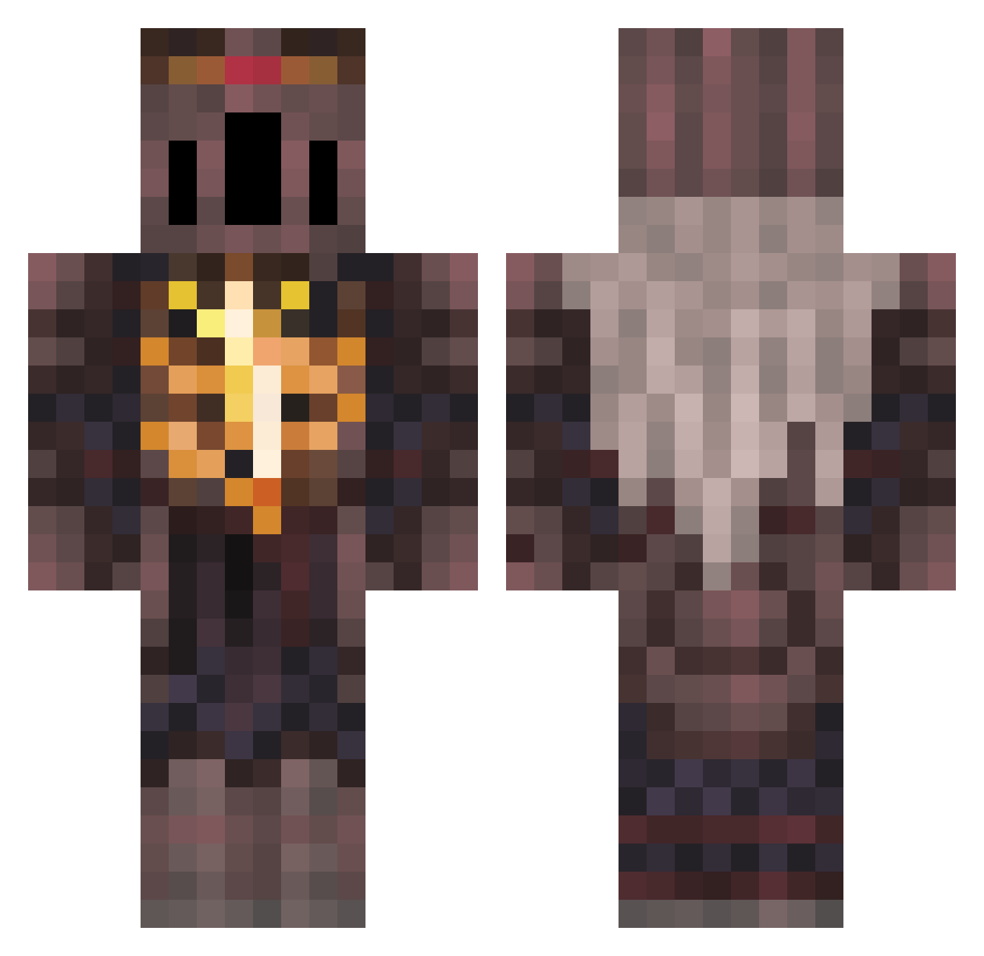 NoctisX1 Minecraft skin, front and back view