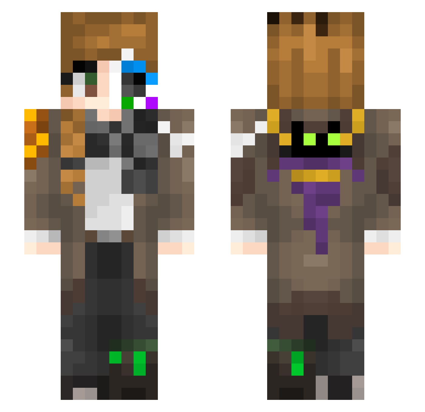 TheUnnaturalist Minecraft skin, front and back view
