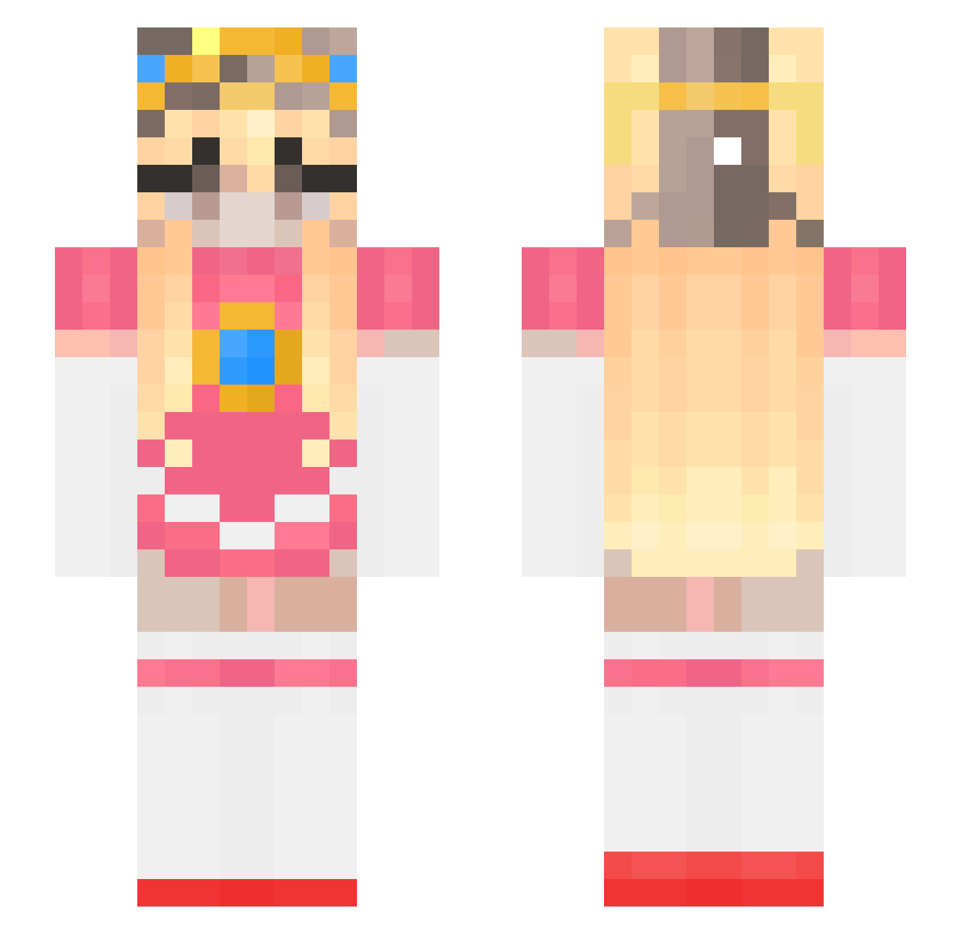 SpringSonic Minecraft skin, front and back view