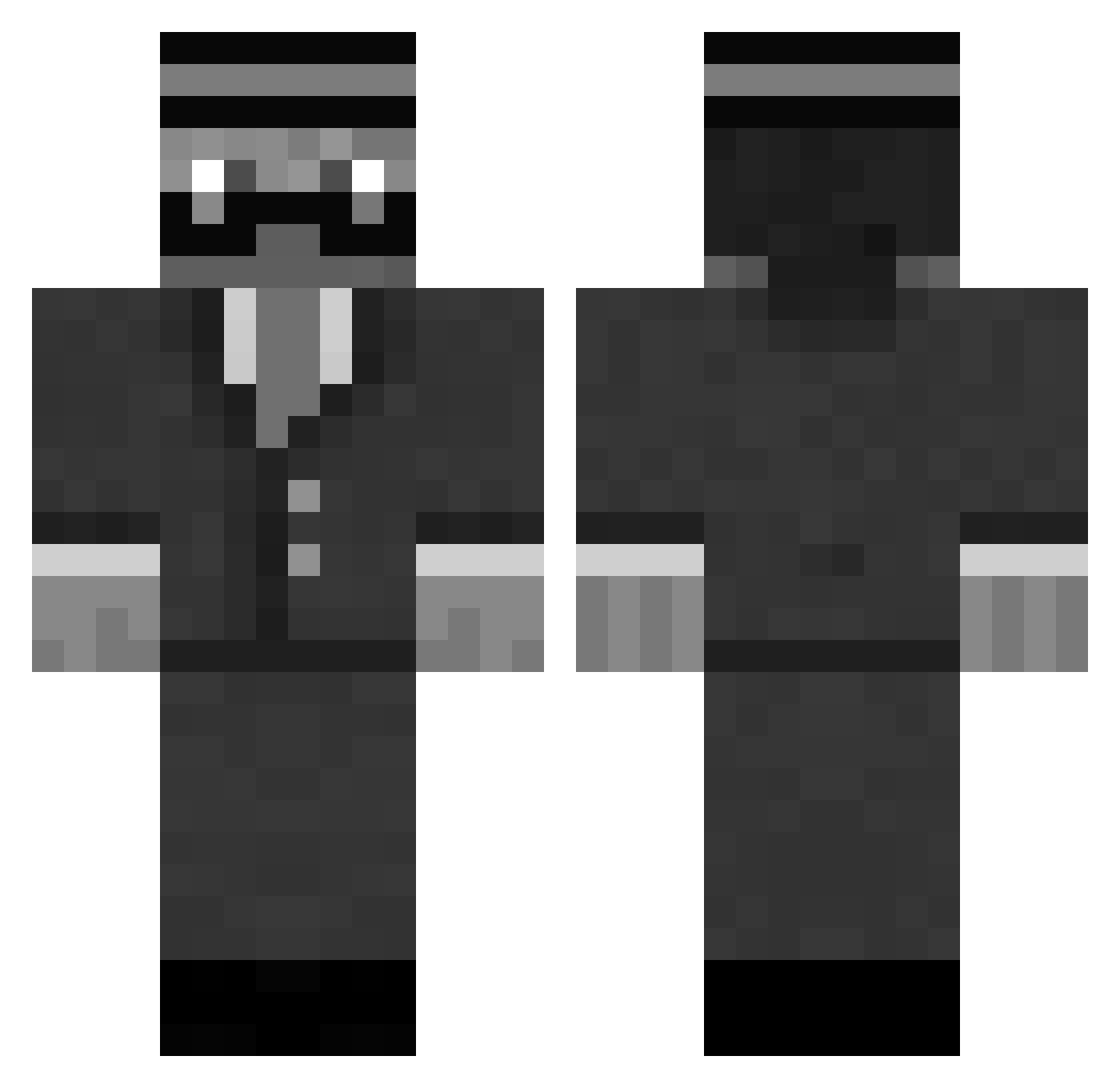 xmega Minecraft skin, front and back view