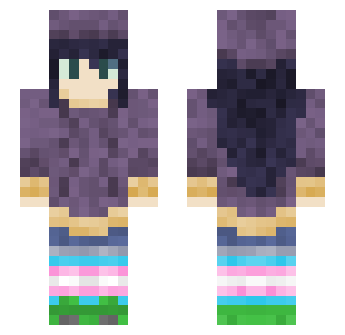 yetet Minecraft skin, front and back view