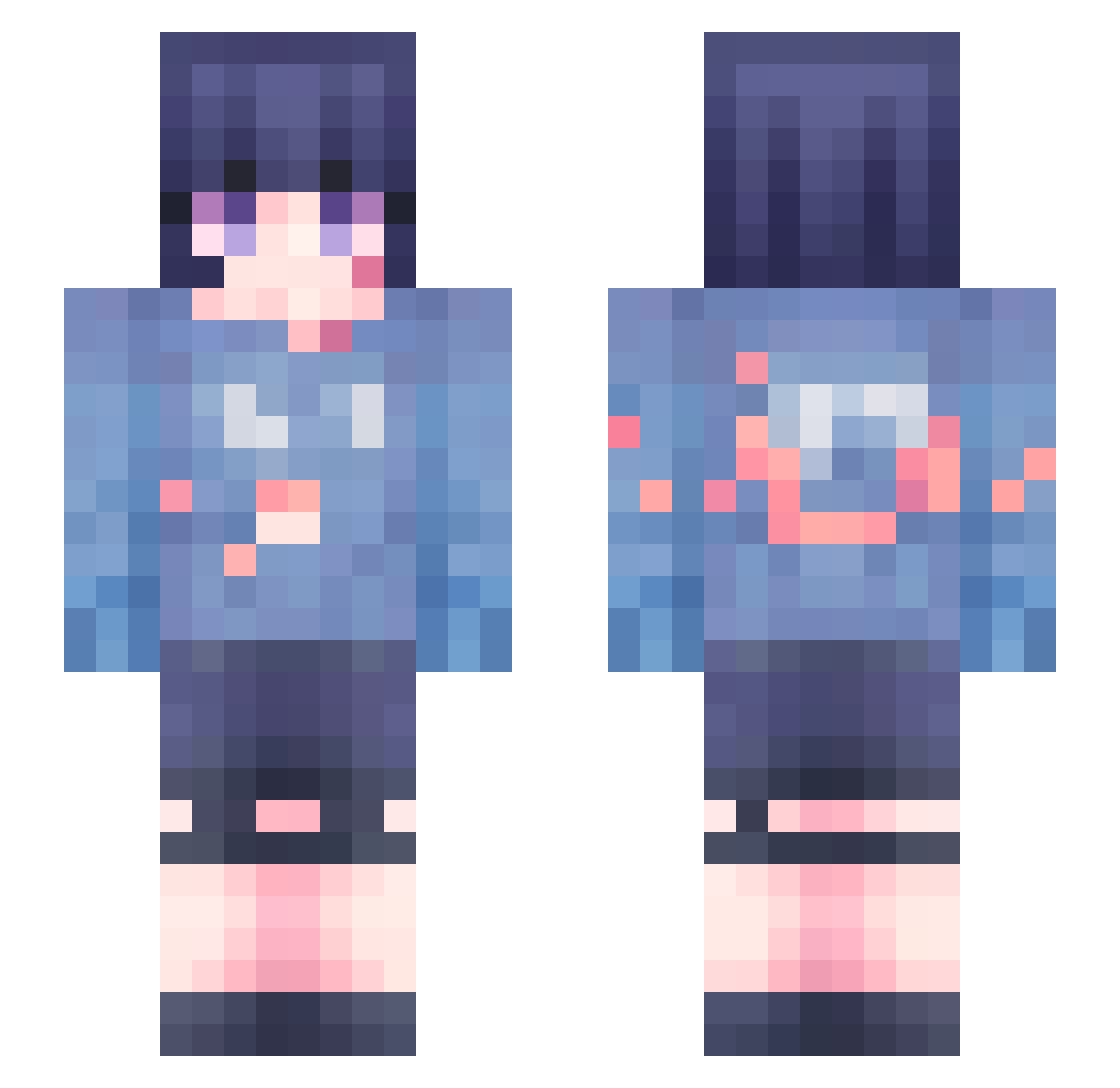 YXZAF Minecraft skin, front and back view