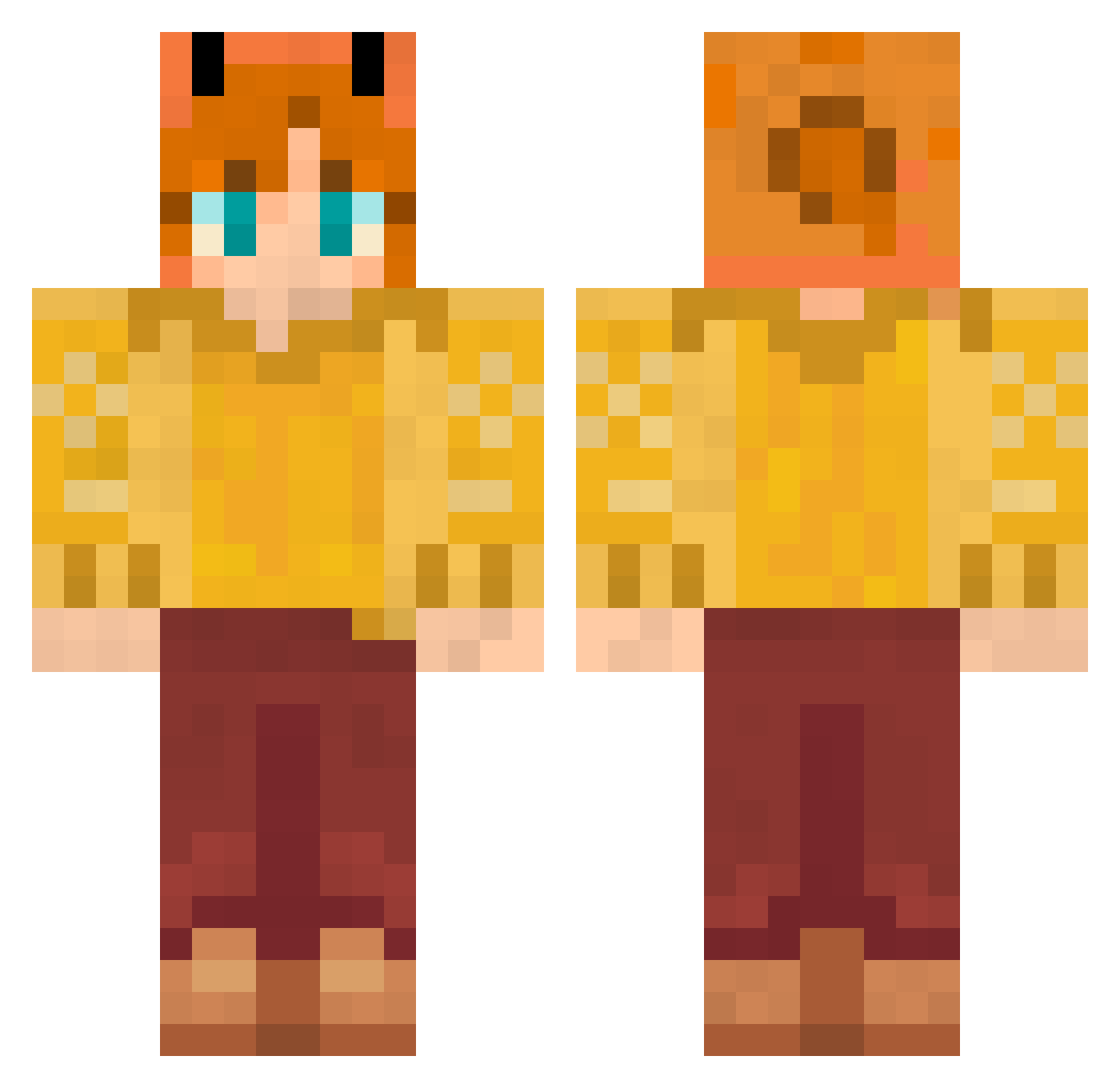 bcuter Minecraft skin, front and back view