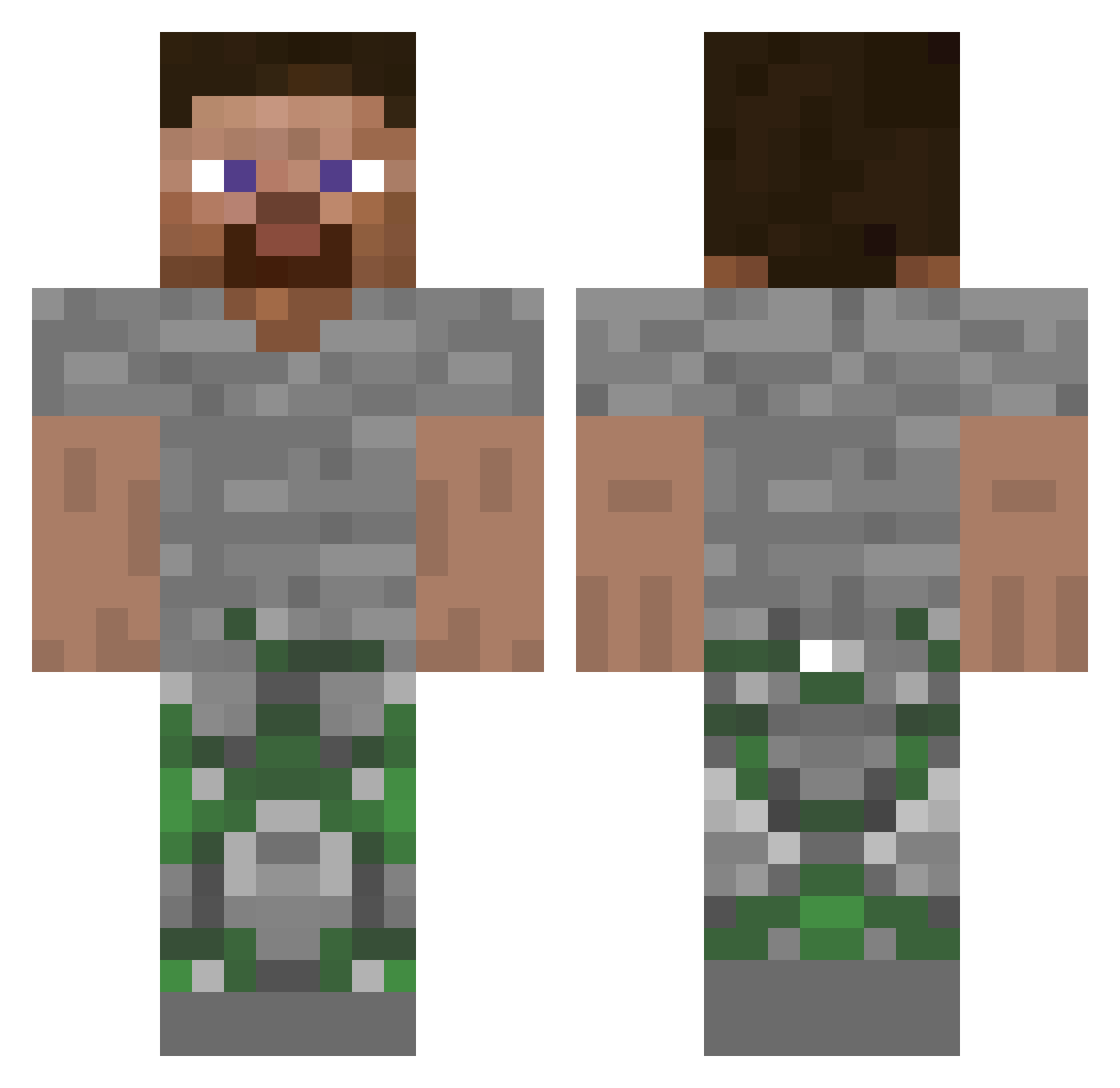 XIIZV Minecraft skin, front and back view