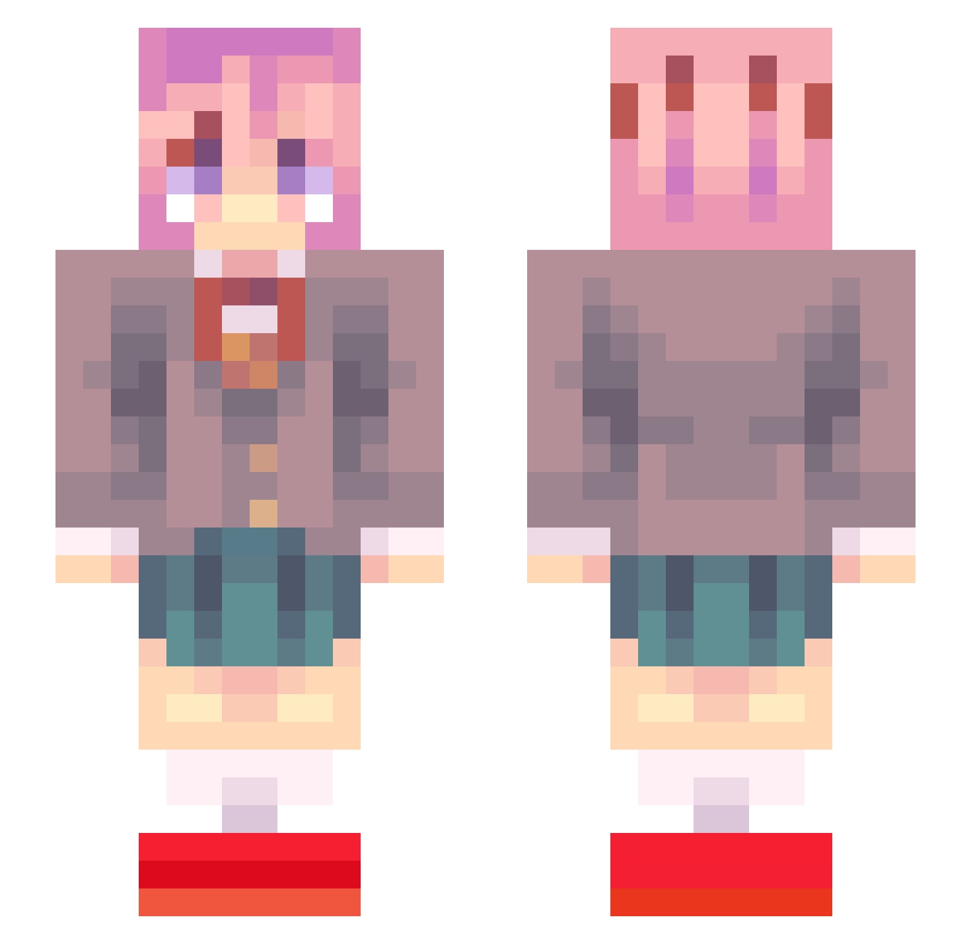 Flipersone Minecraft skin, front and back view