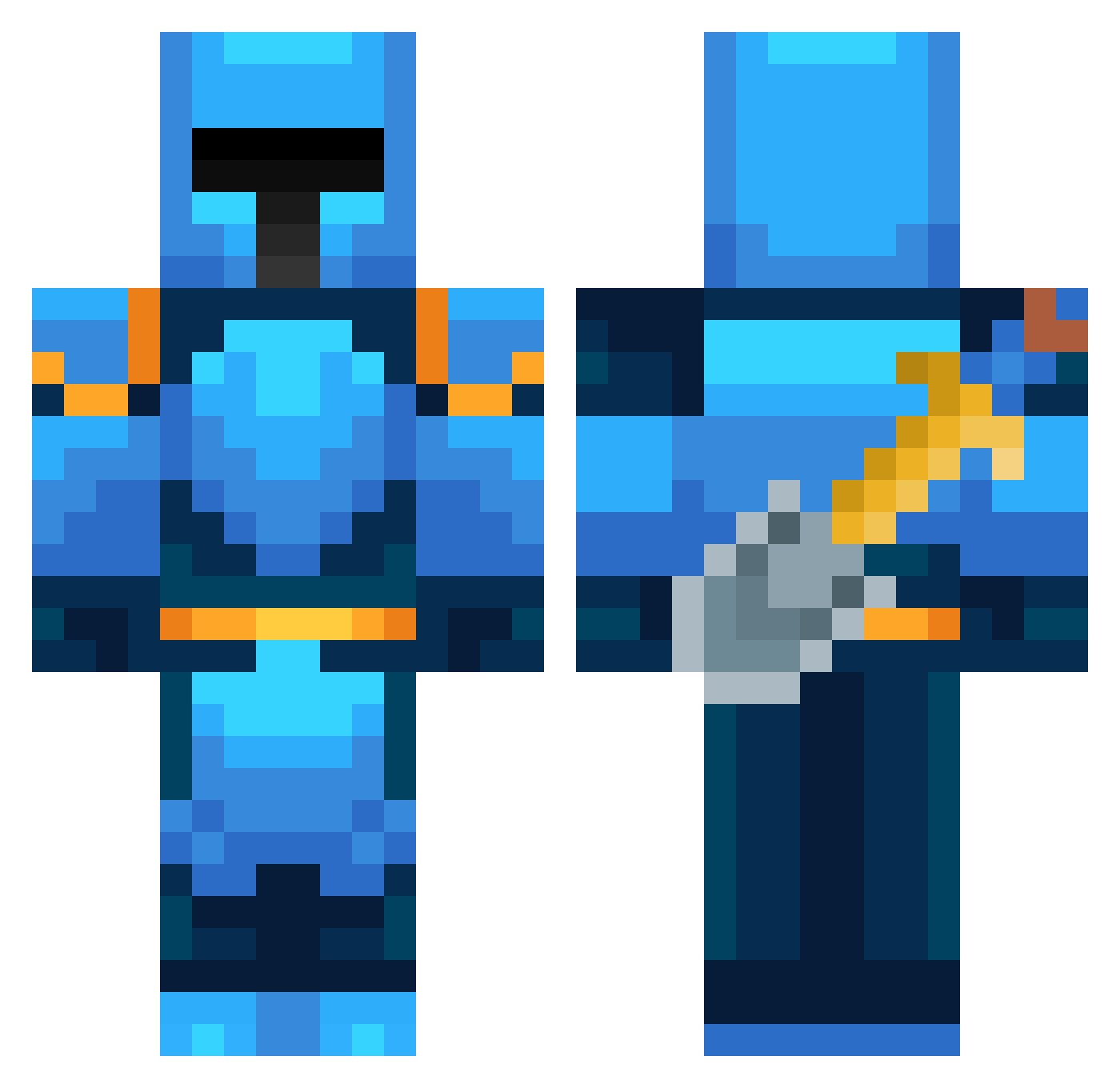 deltenna Minecraft skin, front and back view