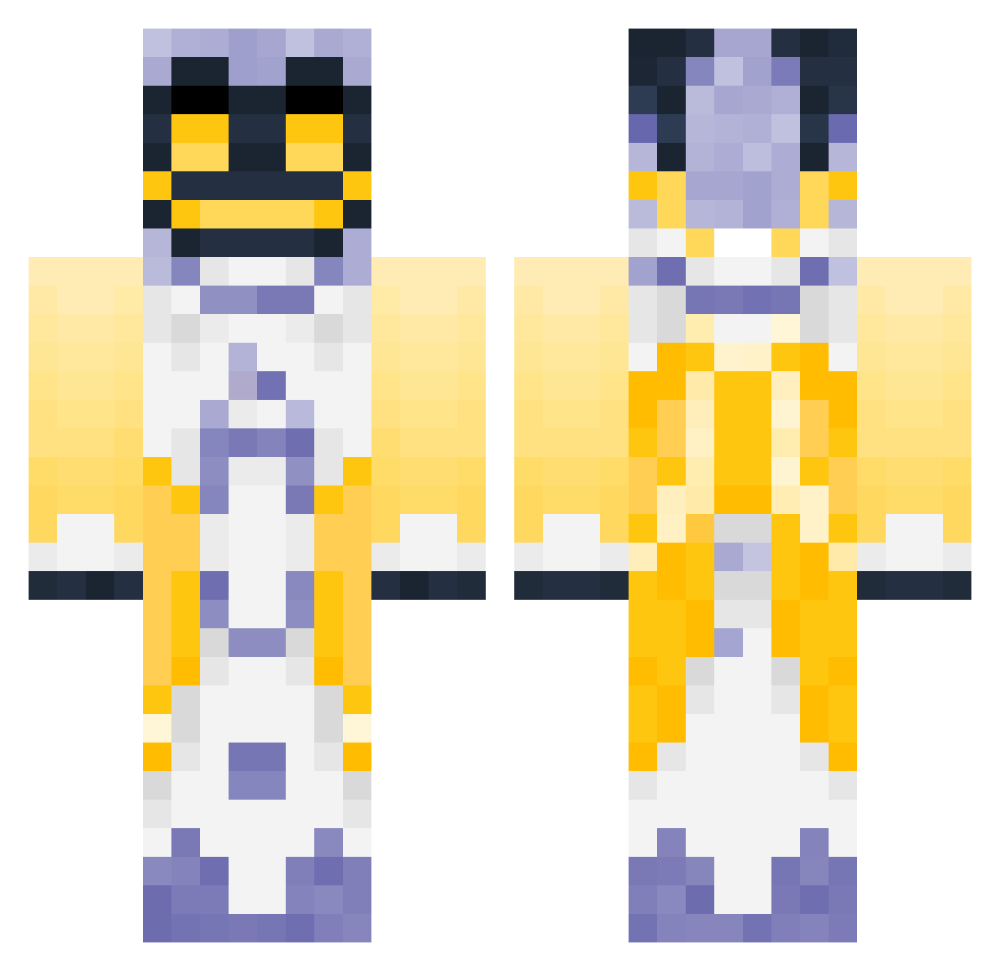 FemaleMuto Minecraft skin, front and back view