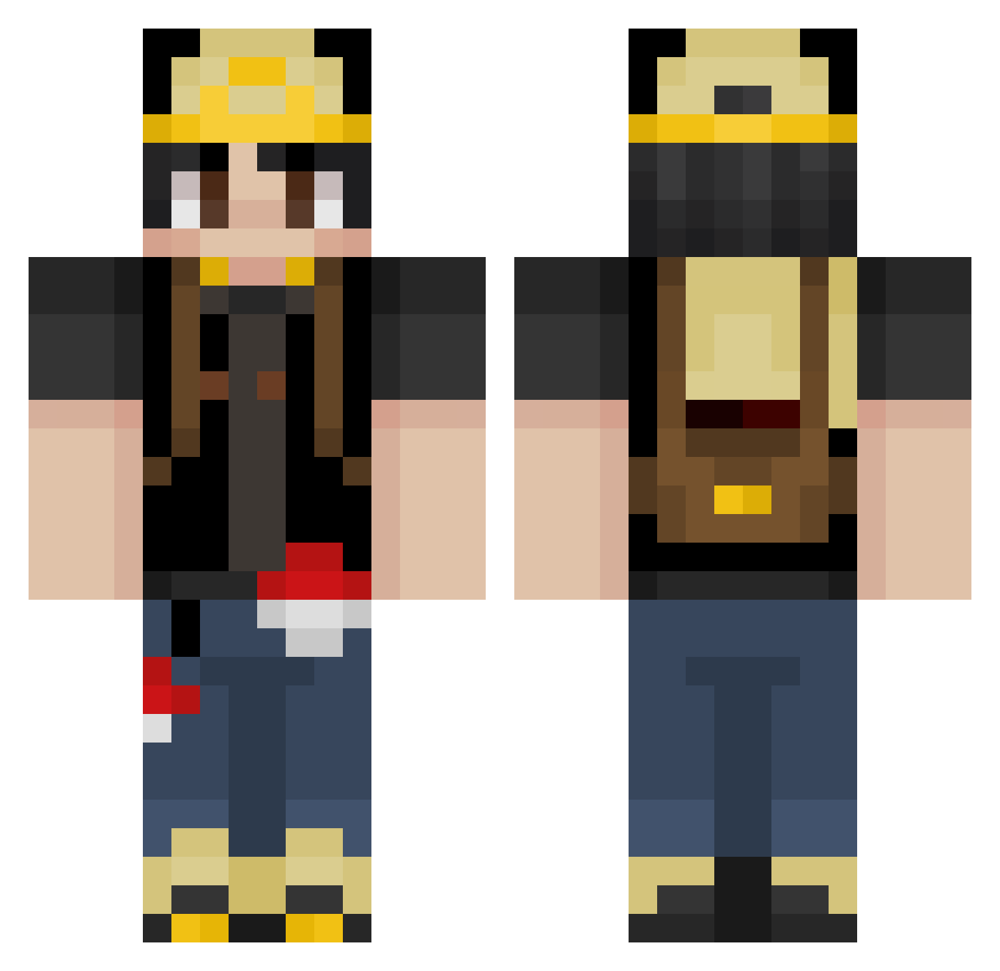 m4uke Minecraft skin, front and back view
