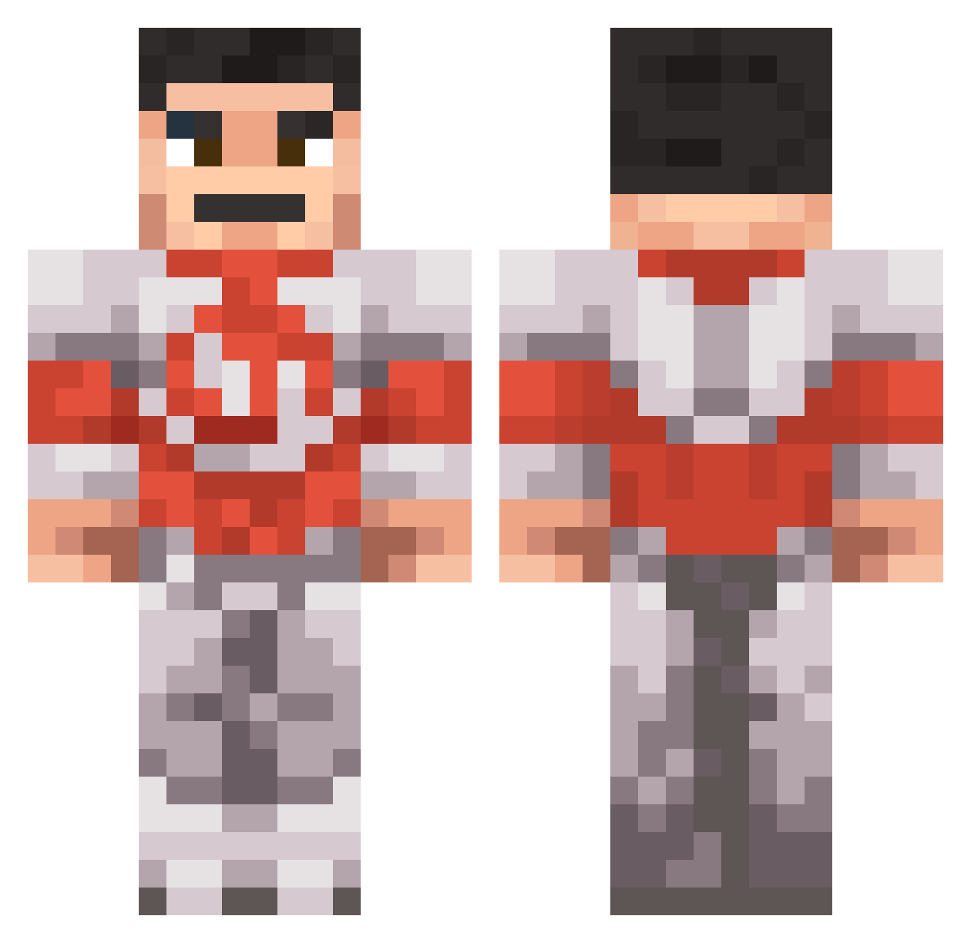 crabple Minecraft skin, front and back view