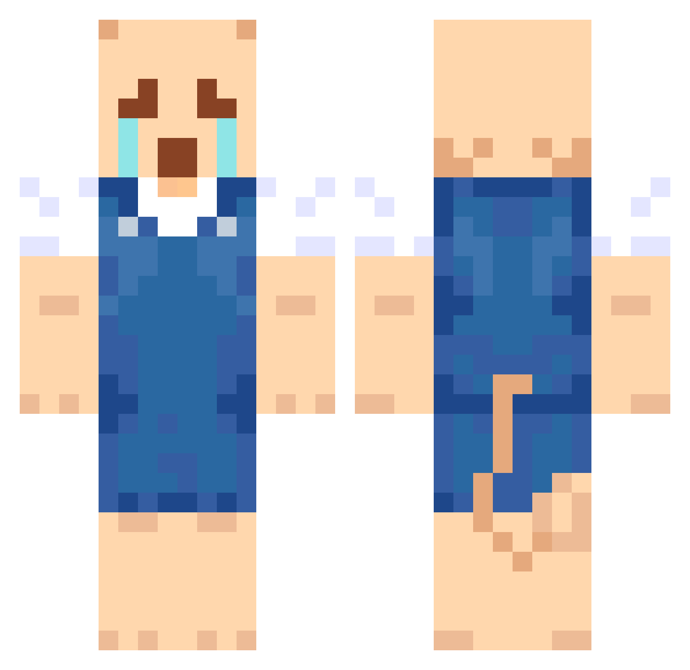 ConceptPie Minecraft skin, front and back view