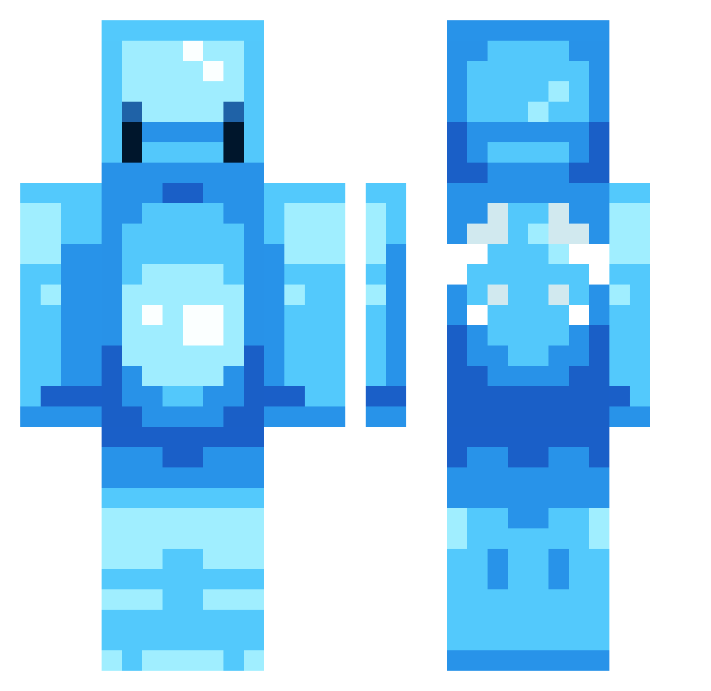 xItsPluto Minecraft skin, front and back view