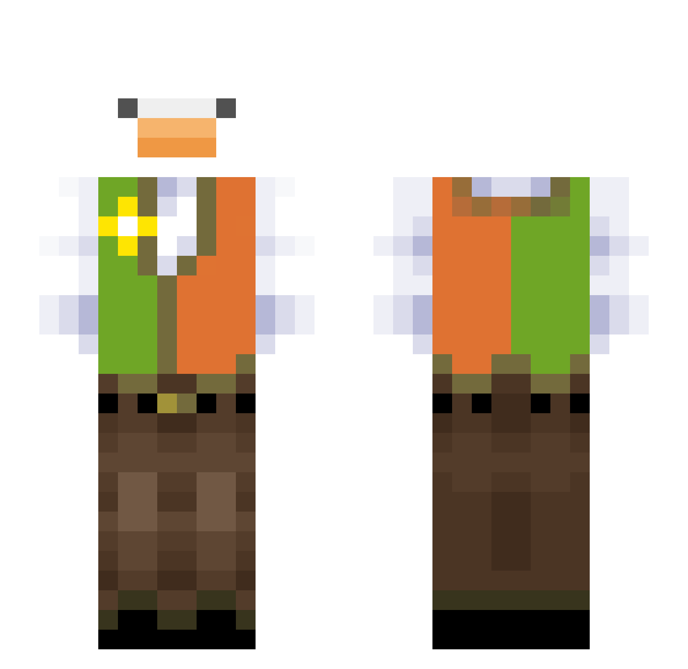 Pufiksulka Minecraft skin, front and back view