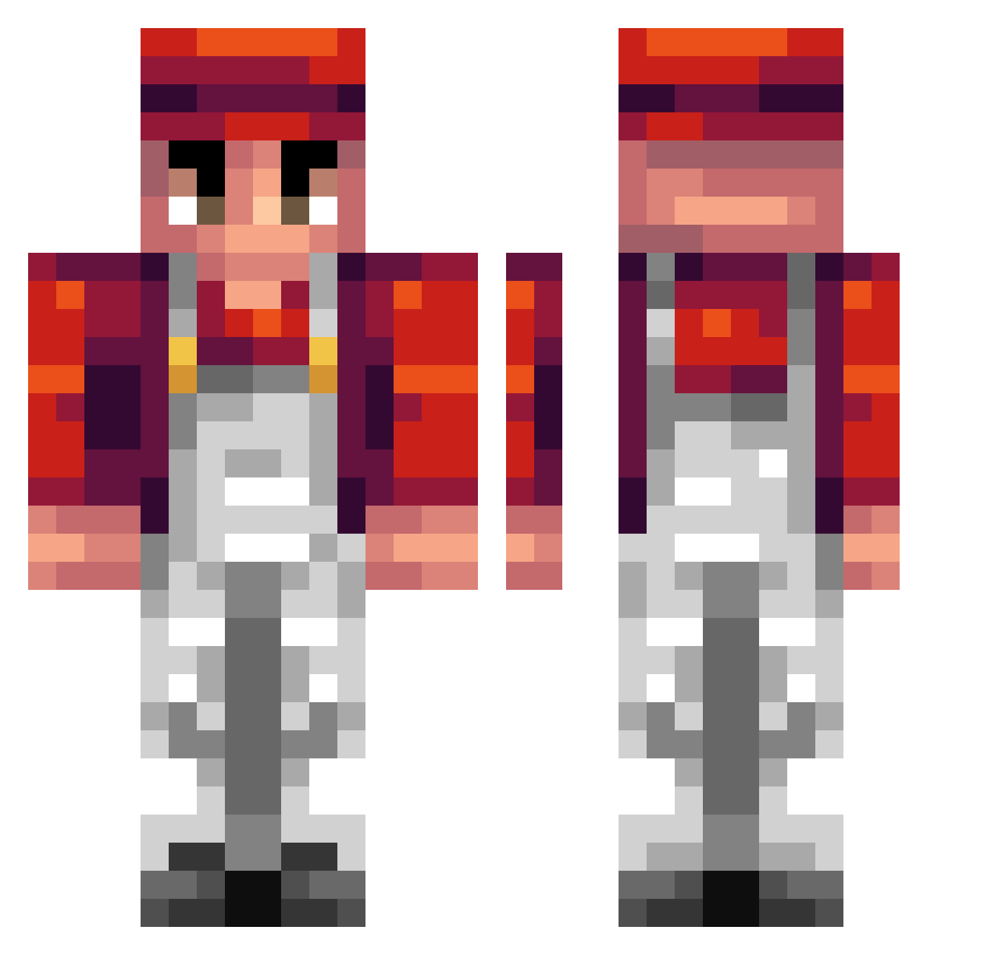 zycu Minecraft skin, front and back view