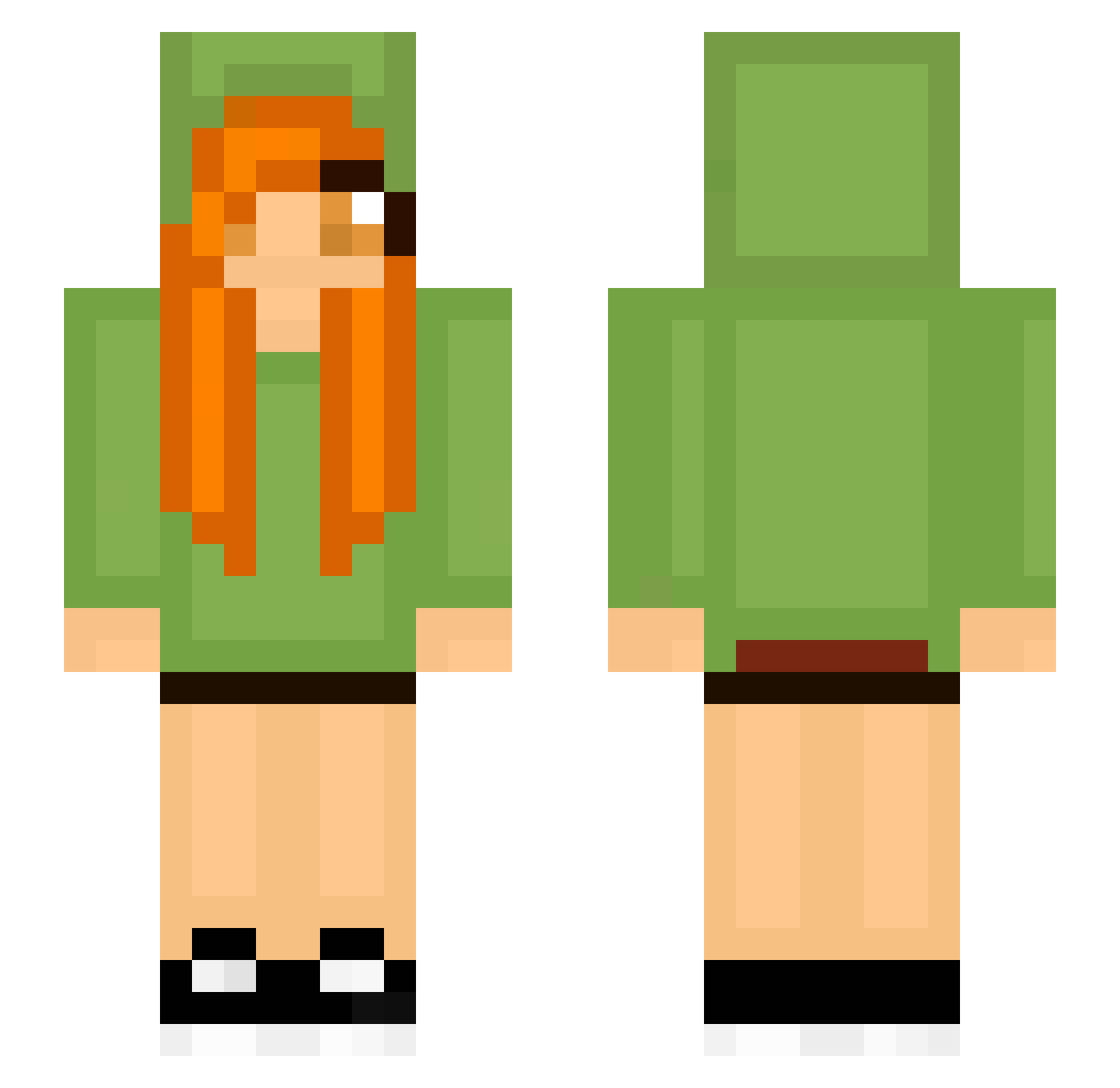 shinpuru Minecraft skin, front and back view