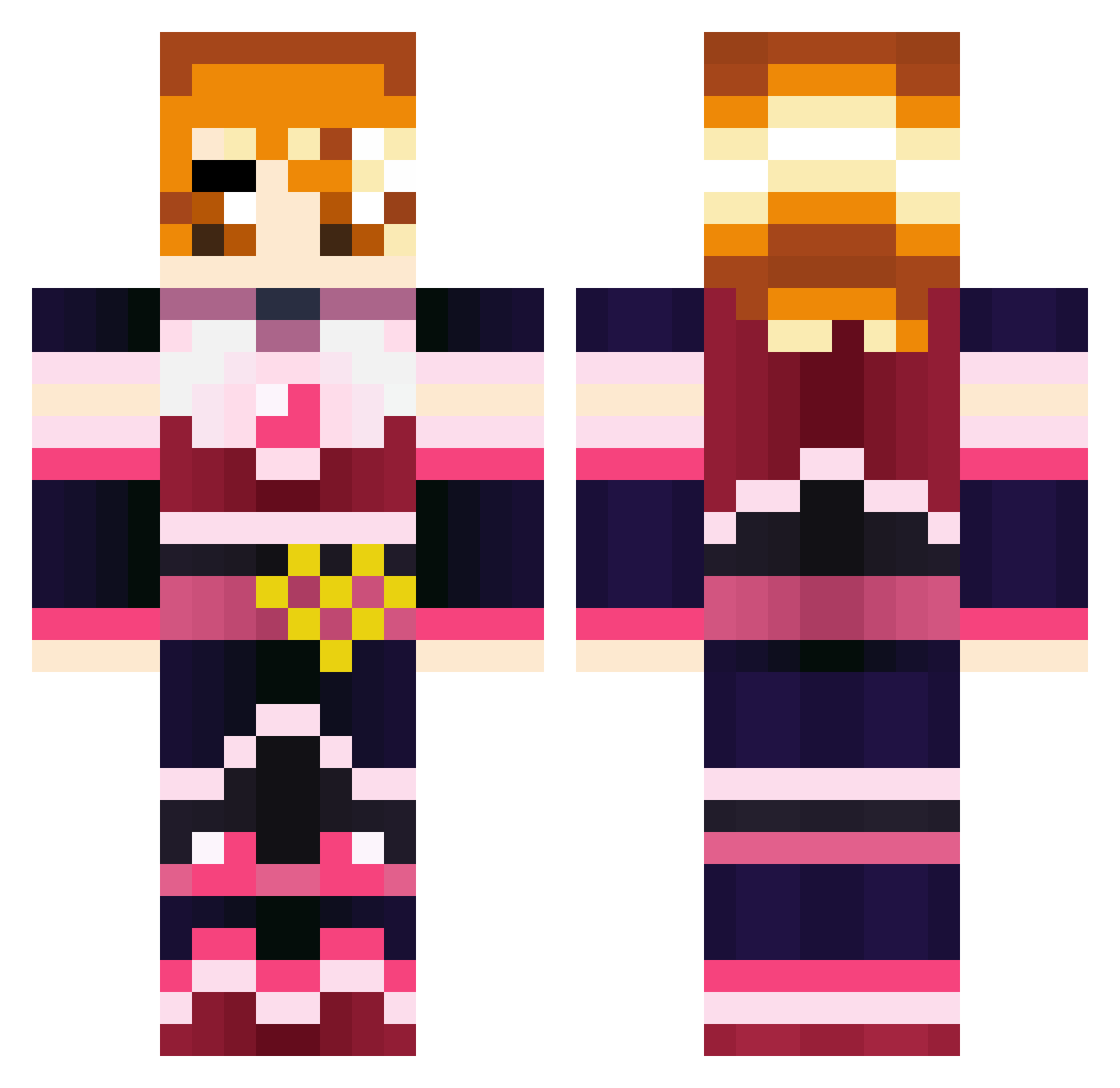 RecklessPeggy Minecraft skin, front and back view