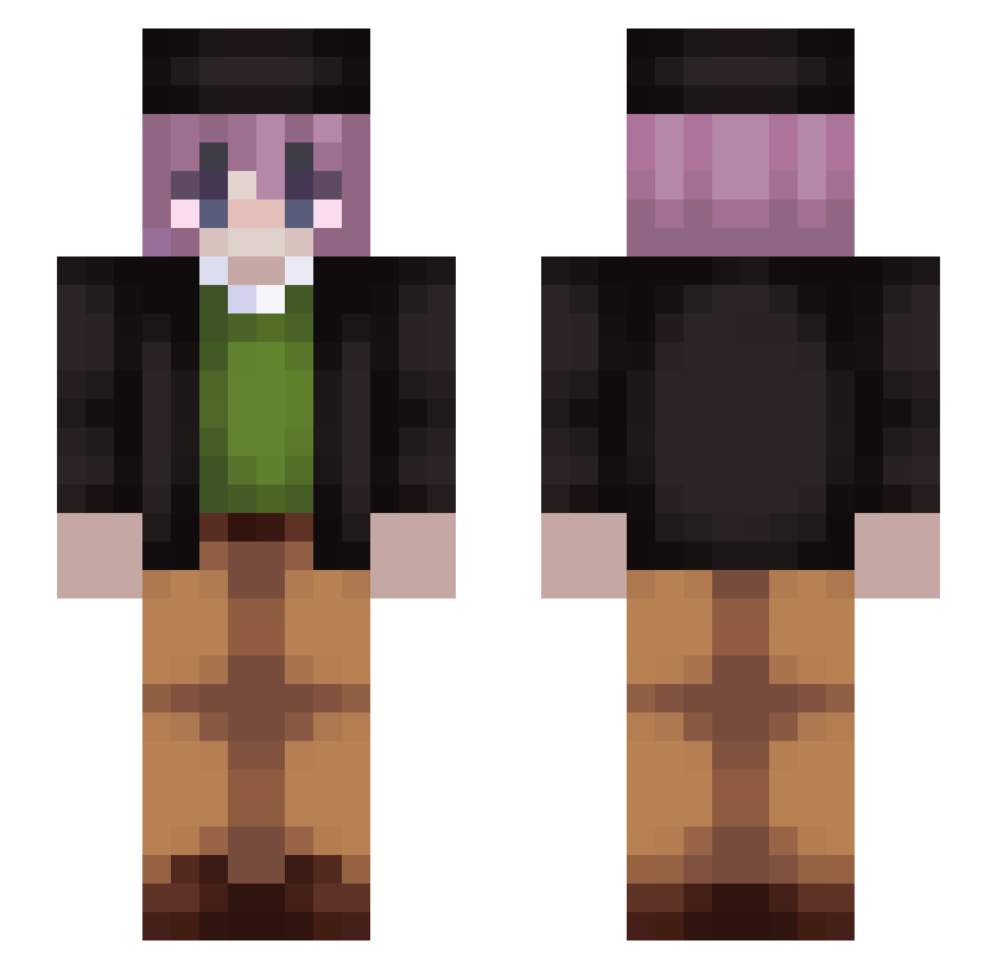 Mattuuh Minecraft skin, front and back view