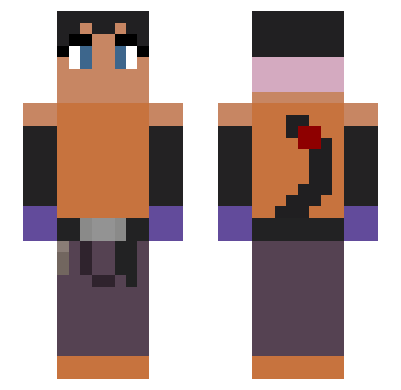 LostWoah Minecraft skin, front and back view