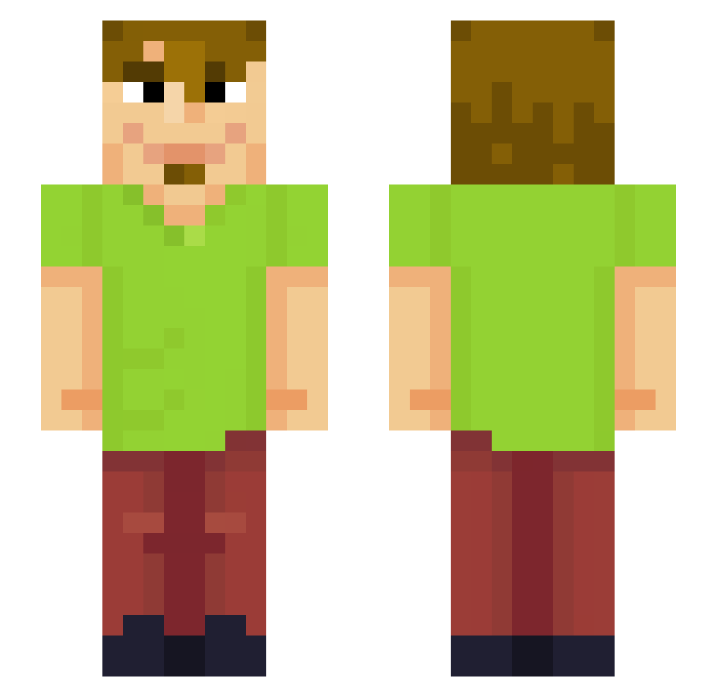 Recdrg Minecraft skin, front and back view