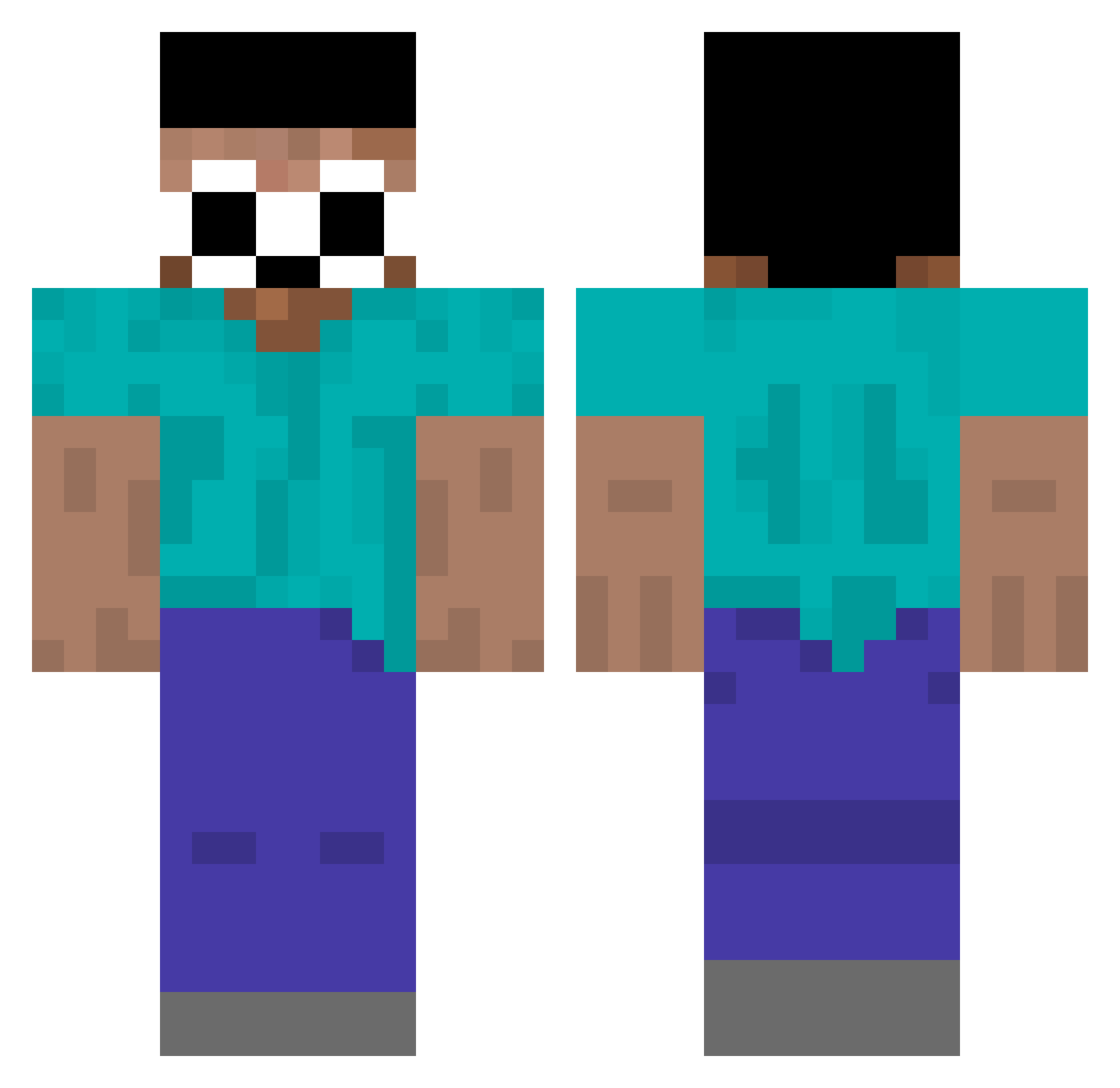 Stoomtrein2 Minecraft skin, front and back view