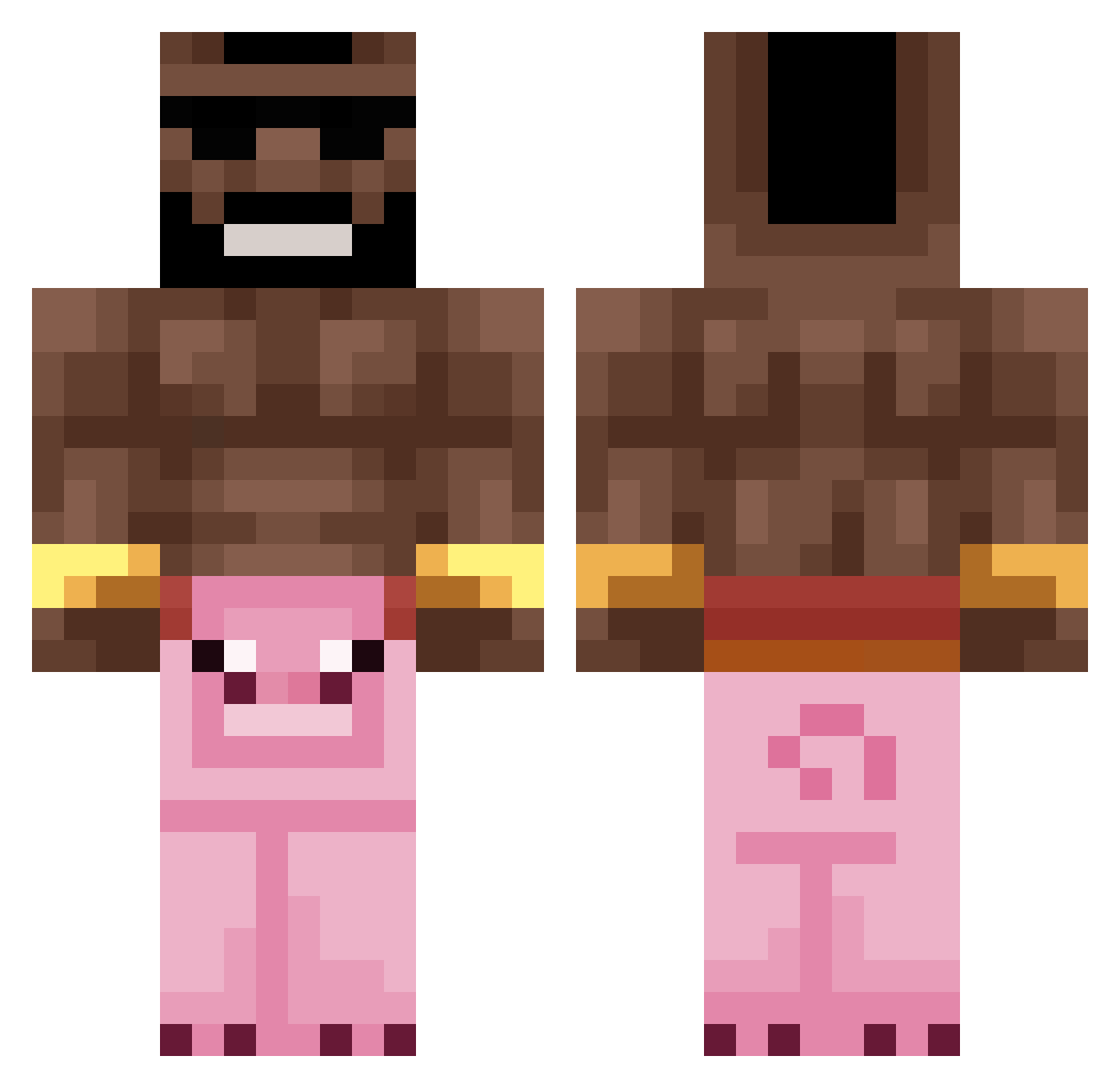 TunTunSahurr Minecraft skin, front and back view