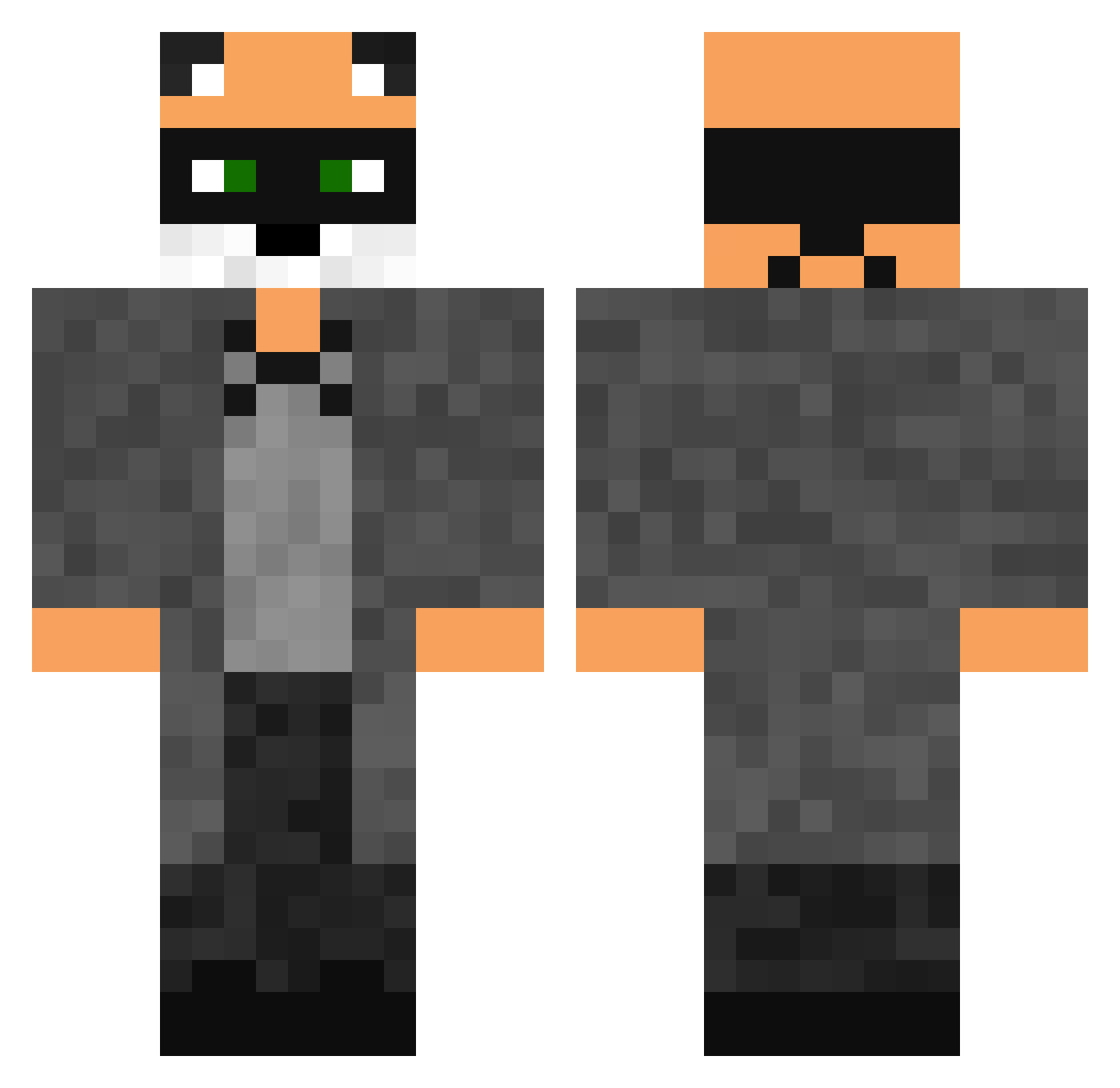 KorniCon Minecraft skin, front and back view
