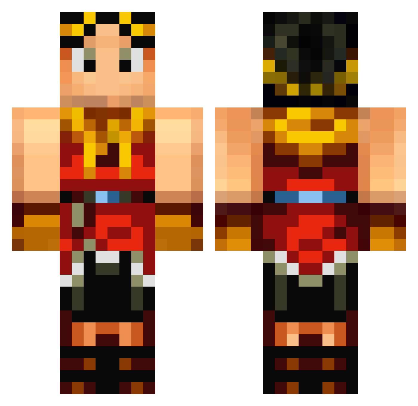 Geosch Minecraft skin, front and back view