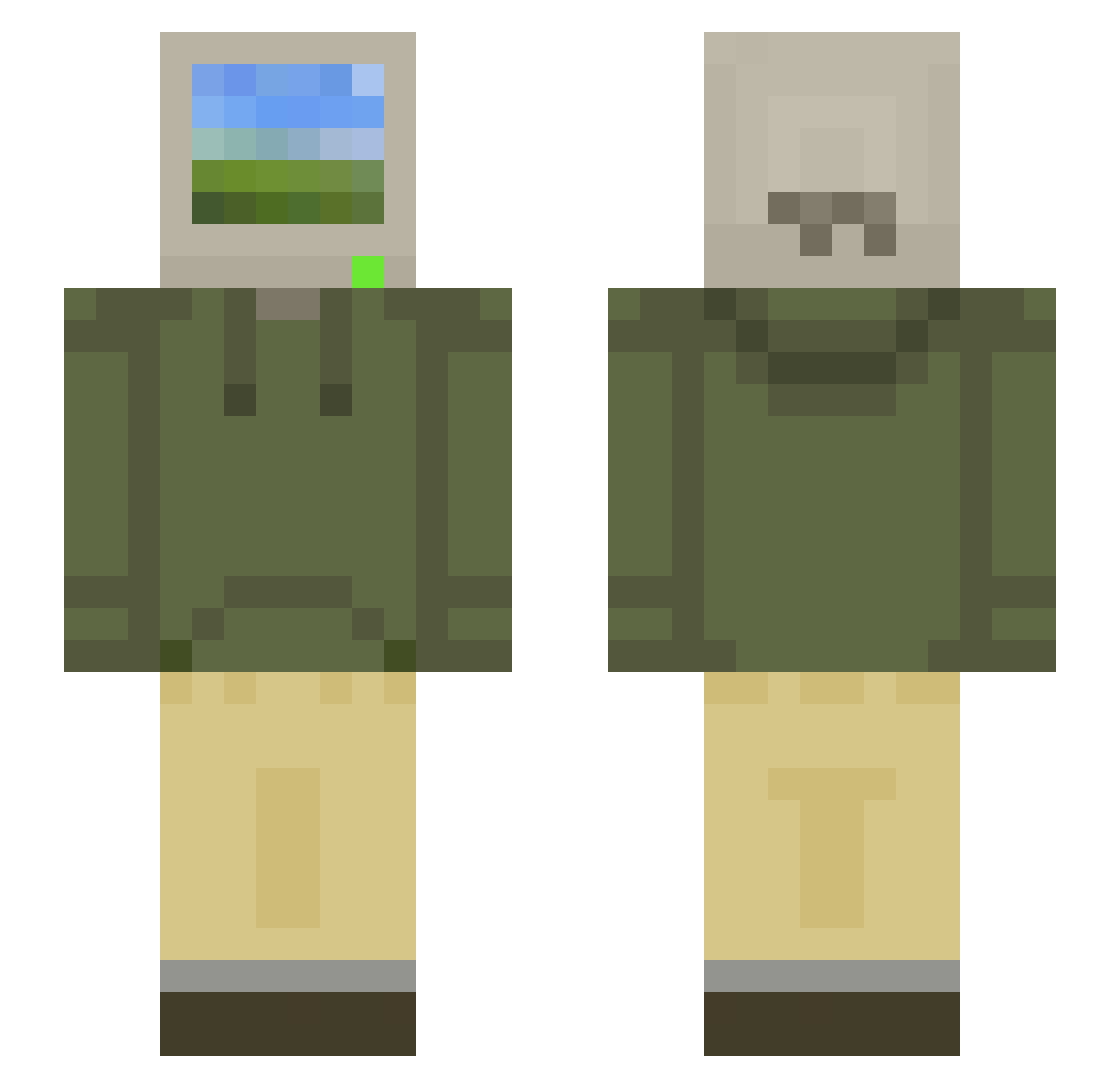 cozypack Minecraft skin, front and back view