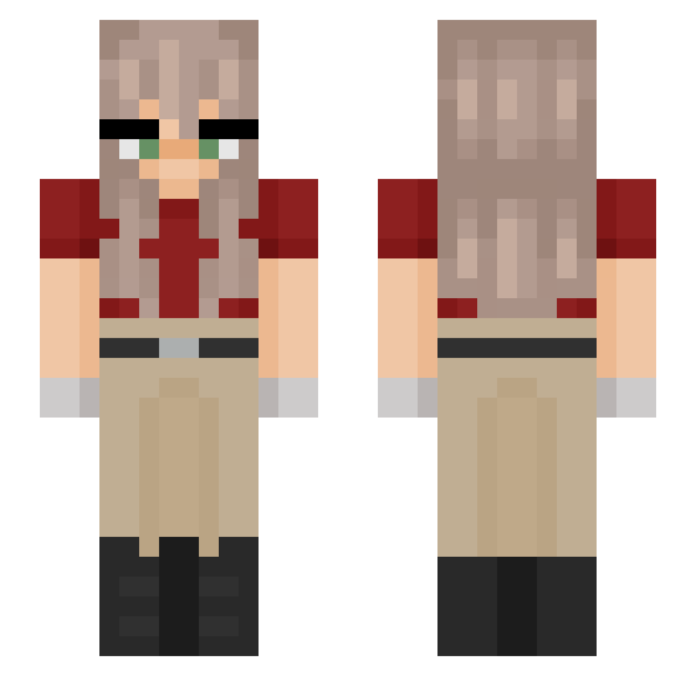 robe78 Minecraft skin, front and back view