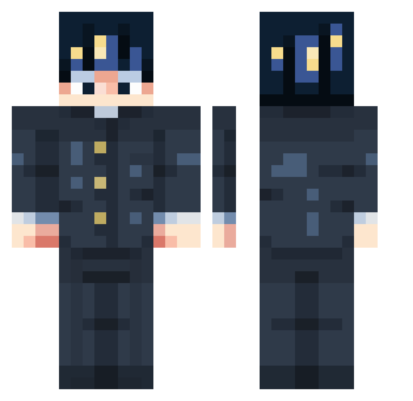 Shenexo Minecraft skin, front and back view