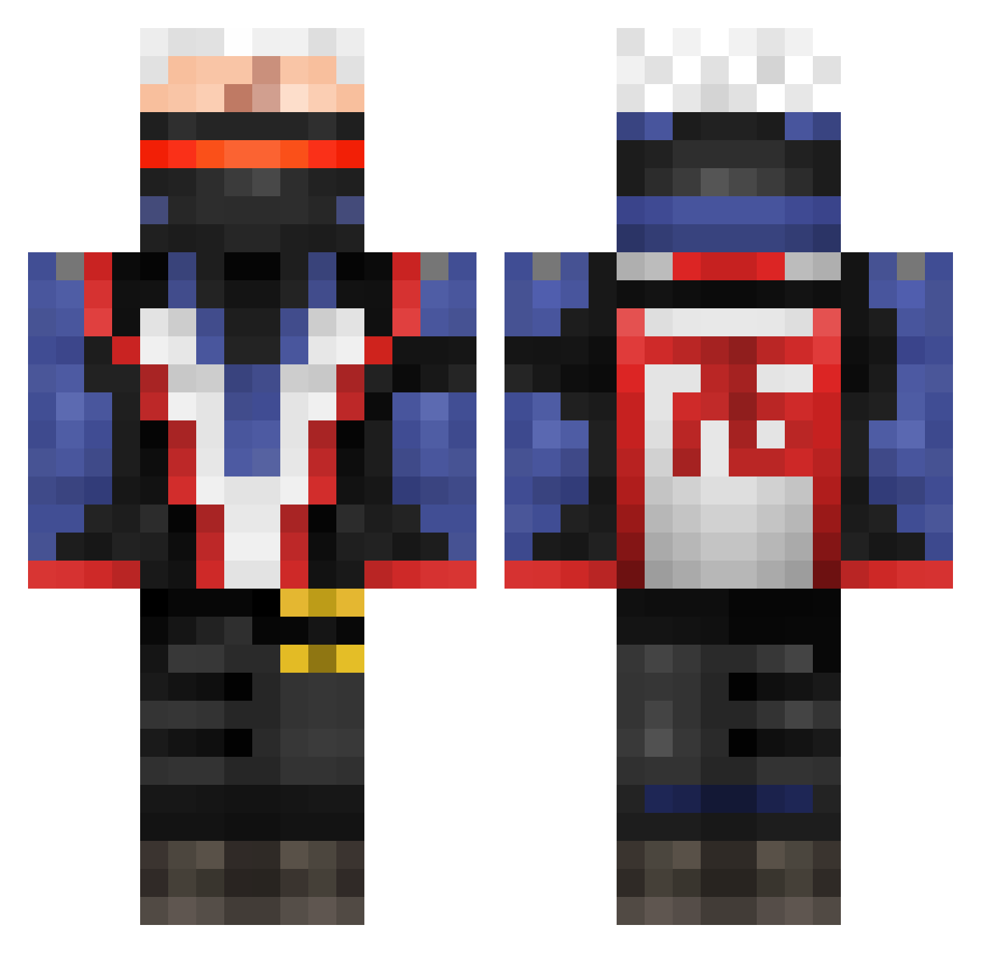 Overweak Minecraft skin, front and back view