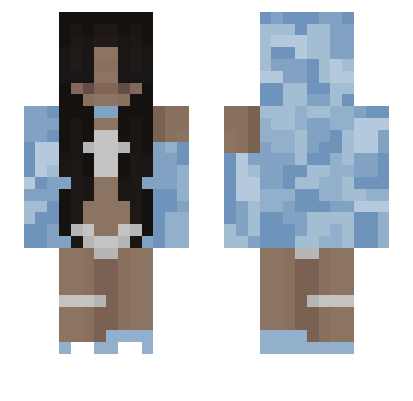 gacuwa Minecraft skin, front and back view