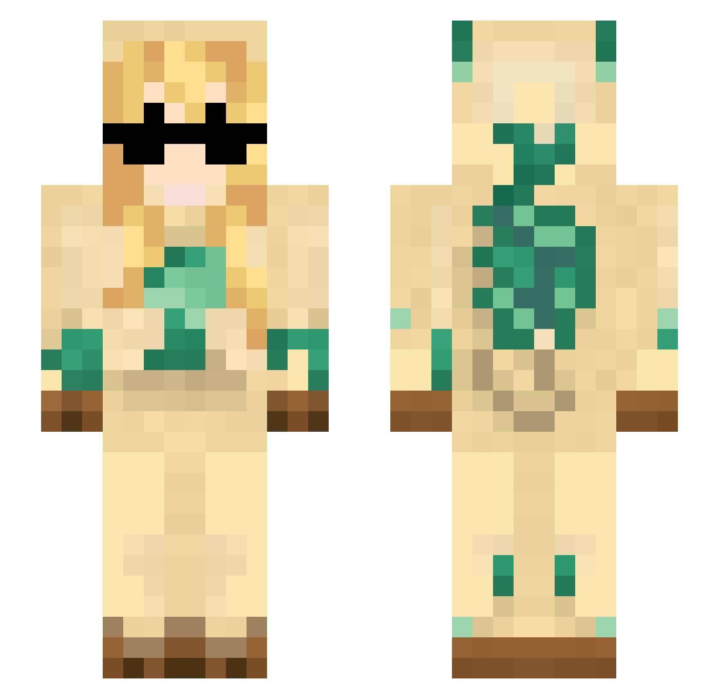 JakeyBott Minecraft skin, front and back view