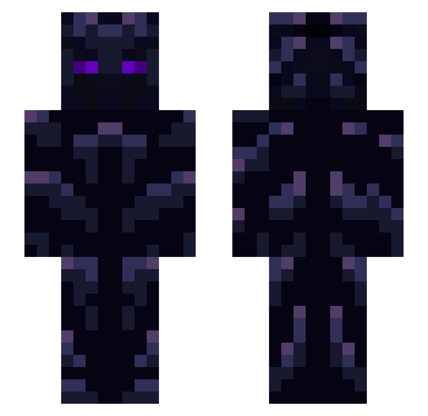 VoidEnderman Minecraft skin, front and back view