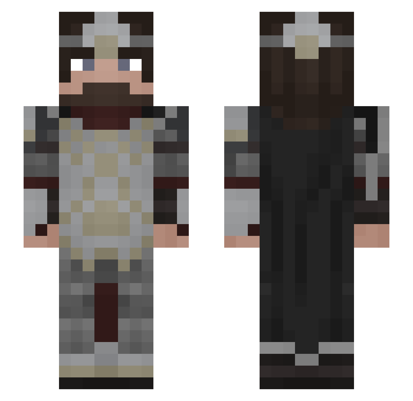 SkySharkCosplay Minecraft skin, front and back view