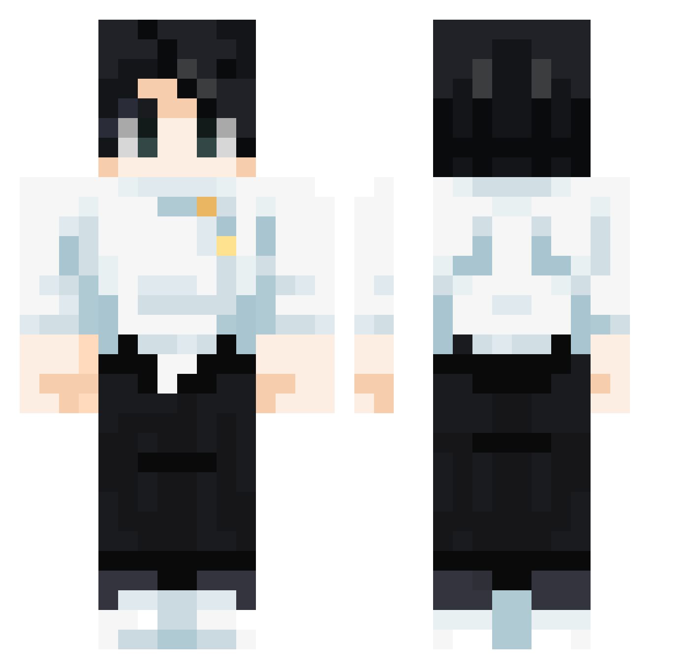 Gnarwhal Minecraft skin, front and back view