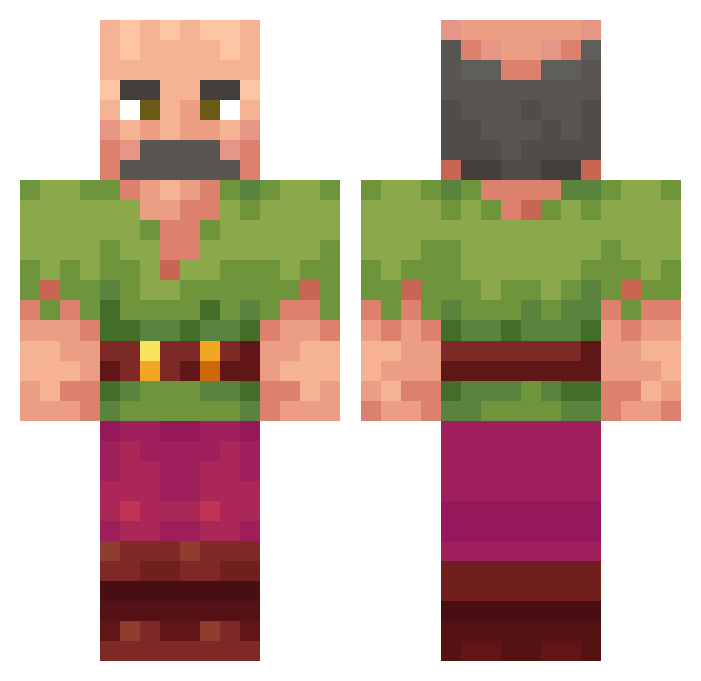 Nichtsss Minecraft skin, front and back view