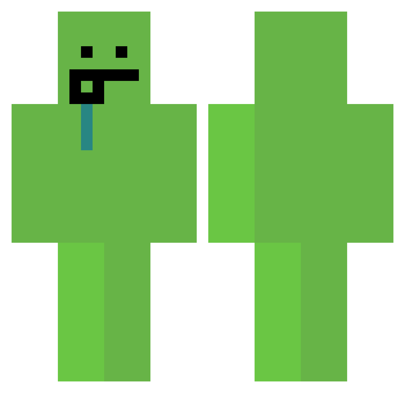 AngryKoreanFrog Minecraft skin, front and back view