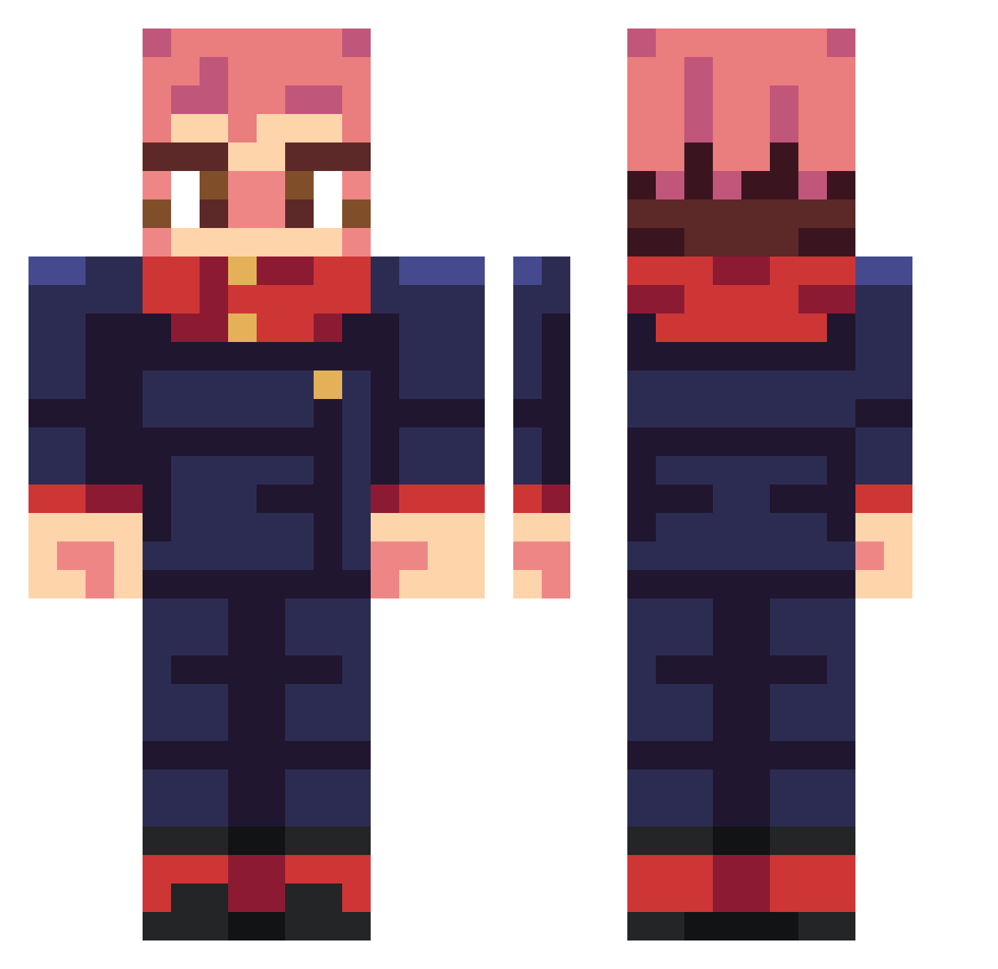 JoshyInka Minecraft skin, front and back view