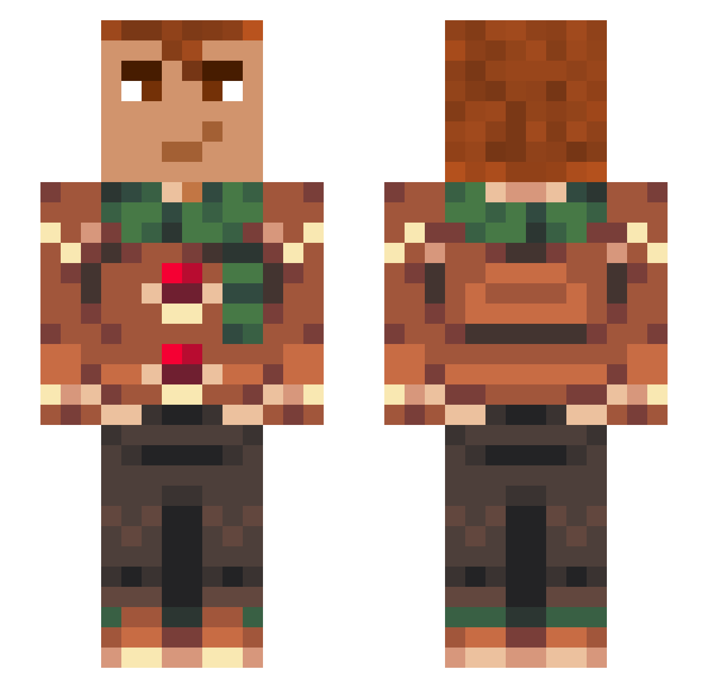 Depurec Minecraft skin, front and back view