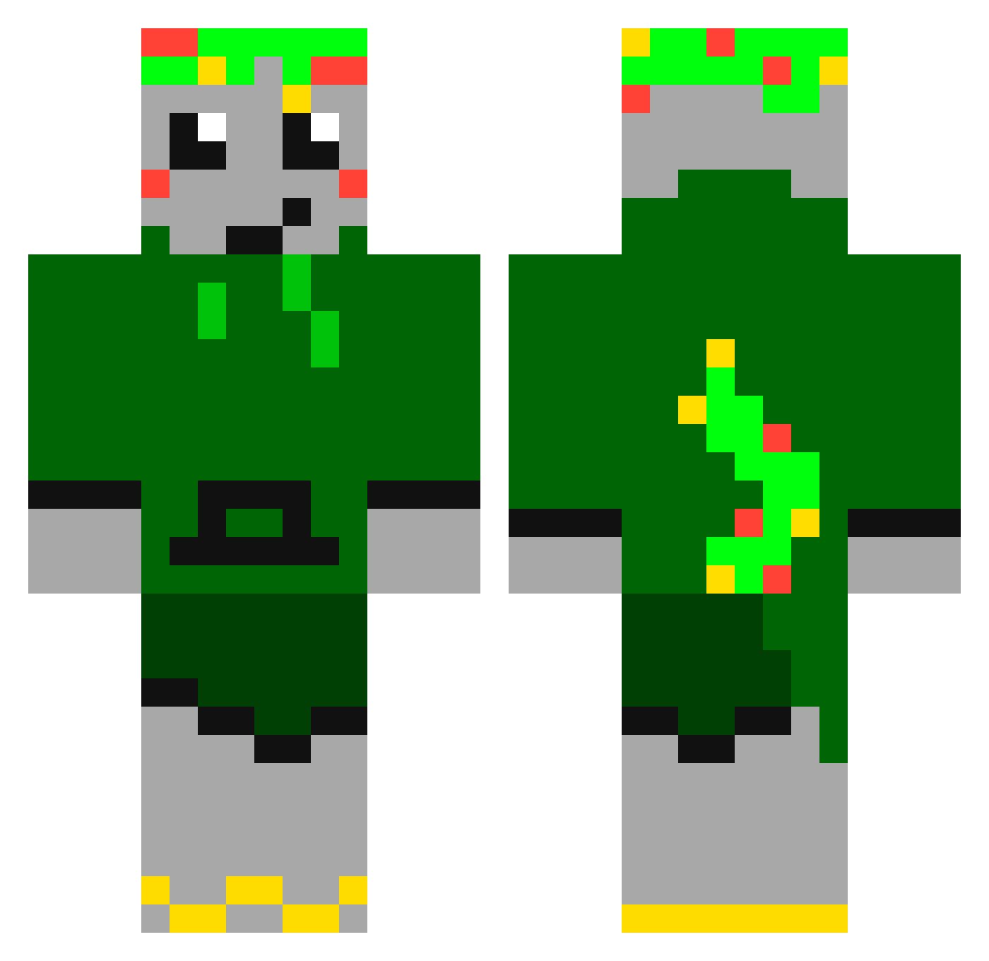 Bianzikk Minecraft skin, front and back view