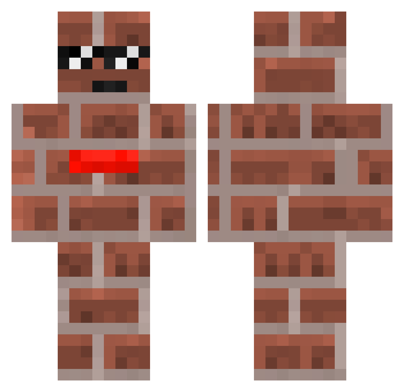 Bricktor_ Minecraft skin, front and back view