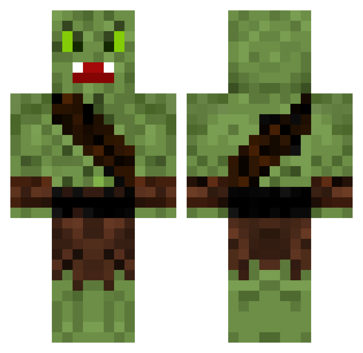 Macomatico Minecraft skin, front and back view