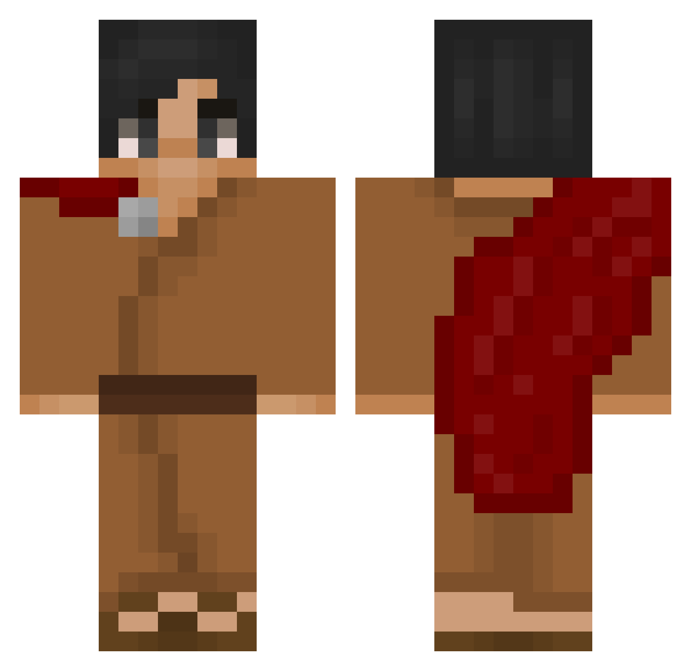 MikaGenshi Minecraft skin, front and back view