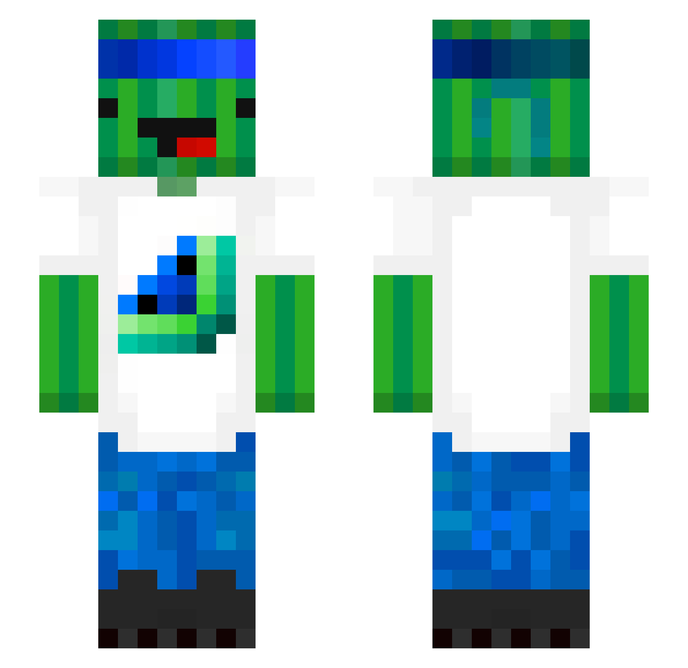 xfrostymelon Minecraft skin, front and back view
