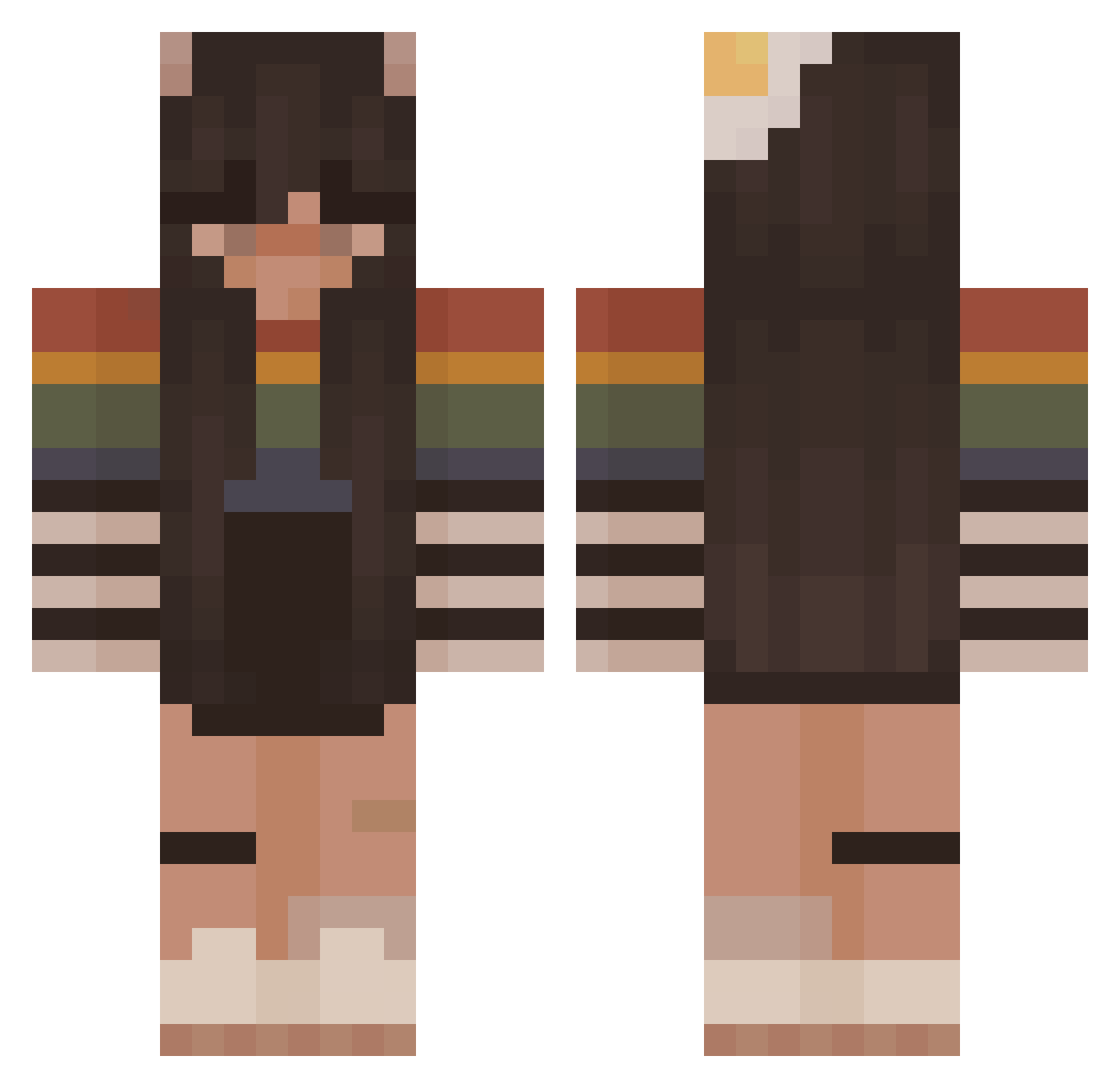 BadUnicorn2801 Minecraft skin, front and back view