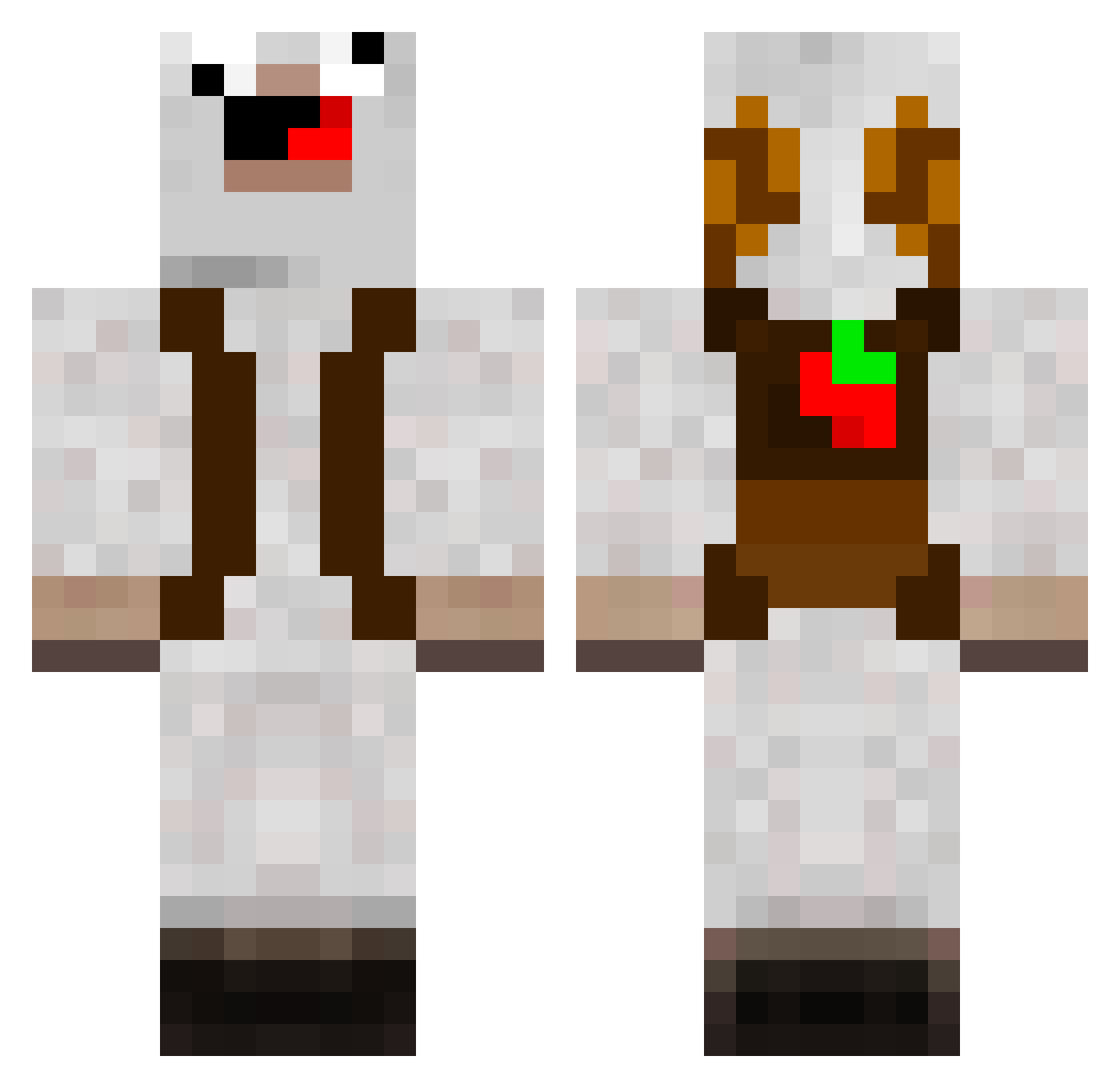 Goatioli Minecraft skin, front and back view