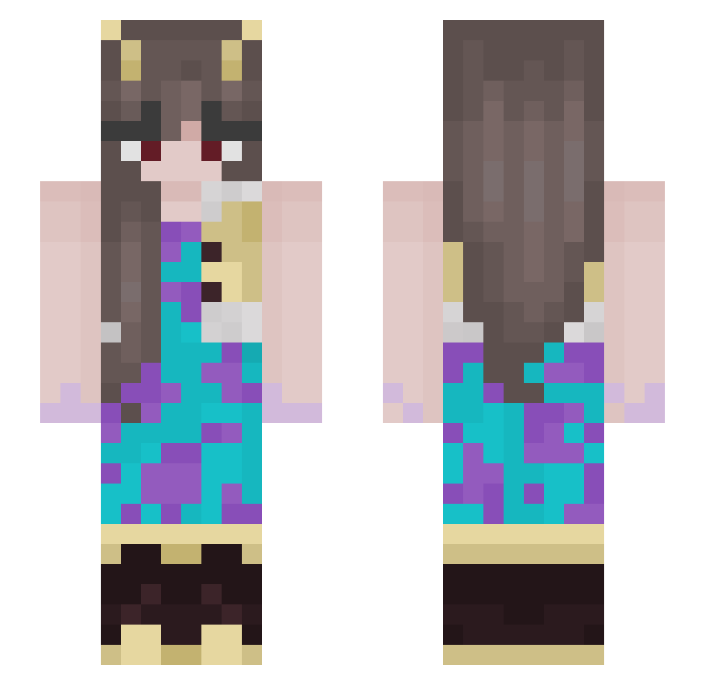 Maziwaziii Minecraft skin, front and back view