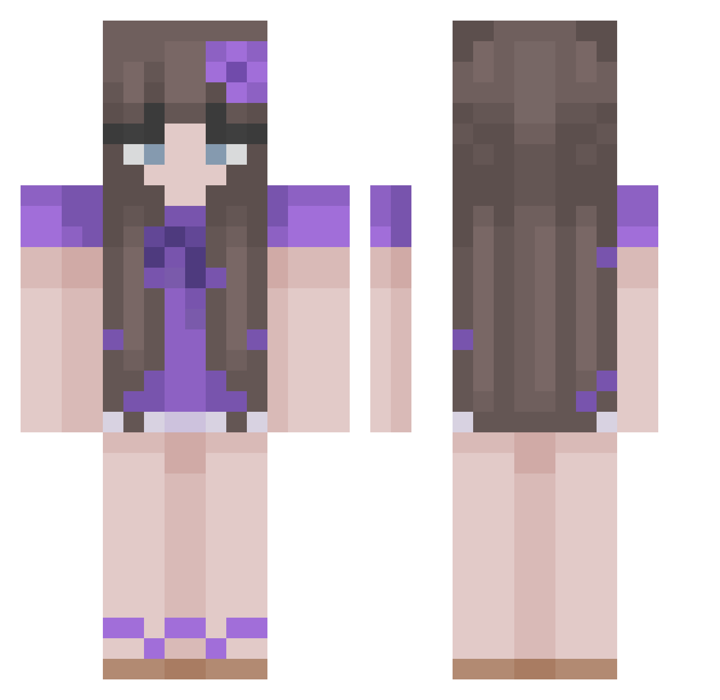 AbbyClaire Minecraft skin, front and back view