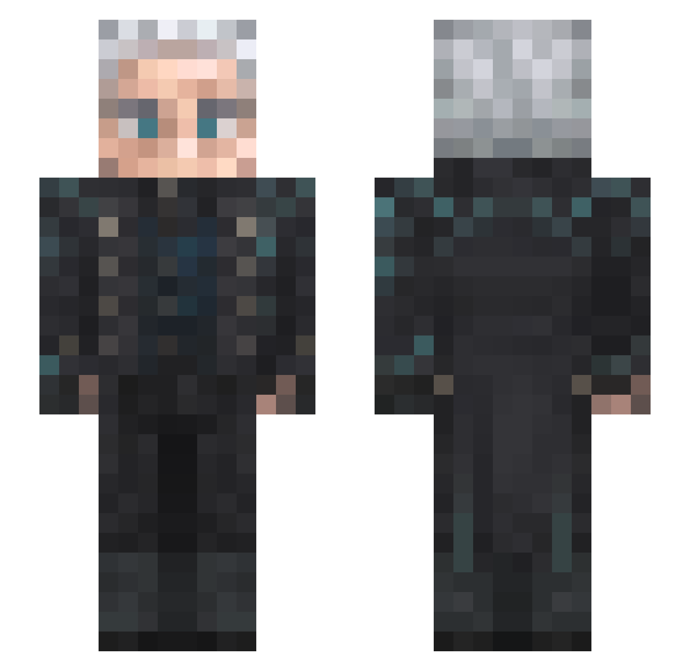 BlackHatCat Minecraft skin, front and back view
